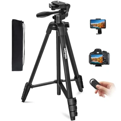 Imagen de GRIFEMA Trípode de Cámara con Bluetooth, Bolsa, Soprtre, Portátil [Exclusivo en Amazon]