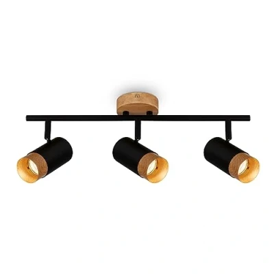 Imagen de BRILONER Lámpara de techo, Lámpara, Aplicación madera, Giratoria, salón, dormitorio, cocina, Madera negra