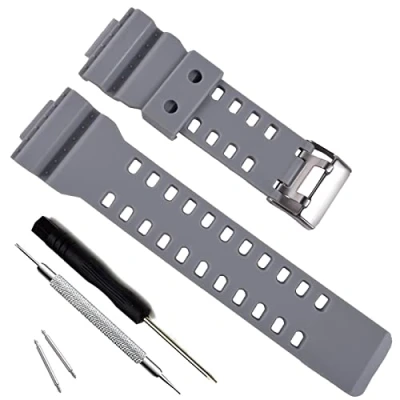 Imagen de Correa de repuesto resina natural para reloj Casio G Shock GD120/GA 100/GA 110/GA 100C (gris)