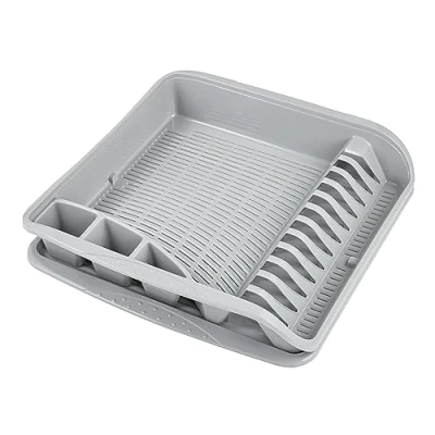 Imagen de keeeper Escurreplatos con Bandeja, Plástico sin BPA, 39,5 x 8 cm, Pierre, Gris Nordic