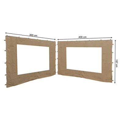 Imagen de QUICK STAR 2 Paneles Laterales con Ventana PE 300 / 400x195cm Beige para Gazebo 3x4m