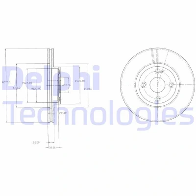 Imagen de DELPHI BG3966 Disco de freno 270 22 4 ventilado aceitado sin procesar cojinete rueda, anillo sensor ABS MAZDA: MX 5 2