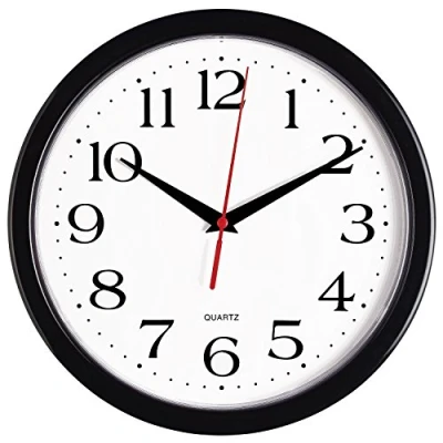 Imagen de Bernhard Products Reloj de pared negro silencioso sin tictac 10 pulgadas, cuarzo calidad, funciona con pilas, redondo, fácil leer, hogar, oficina, cocina, aula, escuela, movimiento barrido