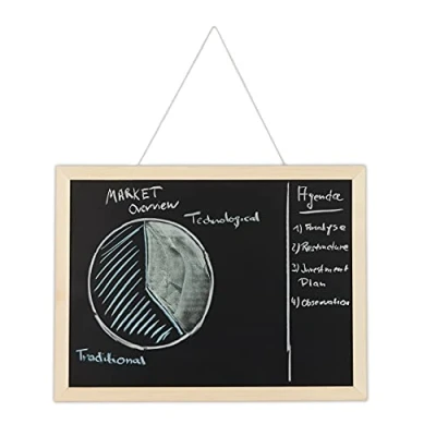 Imagen de Relaxdays Pizarra negra con marco de madera, Borrable, Organizadora, Para la pared, 30 x 40 cm
