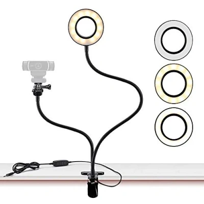 Imagen de Soporte de luz para cámara Web Live Stream, Anillo Selfie con Logitech C925e, C922x, C930e, C922,C930, C920, C615, Brio 4K