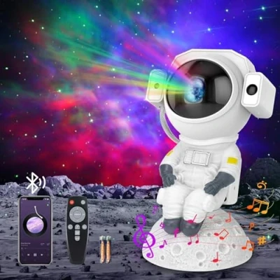 Imagen de Fokky proyector de cielo estrellado, astronauta con Bluetooth, temporizador y mando a distancia, estrellado para luz nocturna infantil, decoración