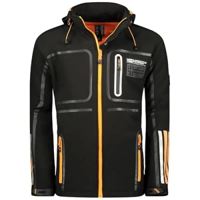 Imagen de Geographical Norway Romano Men Chaqueta Softshell Hombre Impermeable Con Capucha Abrigo Para Hombres Outdoor Cortavientos Resistente Senderismo Esquí Otoño Invierno Primavera (Negro XL)