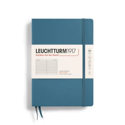 Imagen de LEUCHTTURM1917 363335 Libreta de notas Medium (A5) tapas duras, 251 páginas numeradas, Stone Blue, líneas