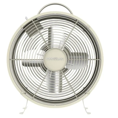 Imagen de Cecotec Ventilador de Sobremesa EnergySilence 400 RetroDesk Beige. 25W Potencia, 8 Pulgadas, 4 Aspas aerodinámicas, Diseño minimalista, 2 Velocidades, Robusta y Base Estable