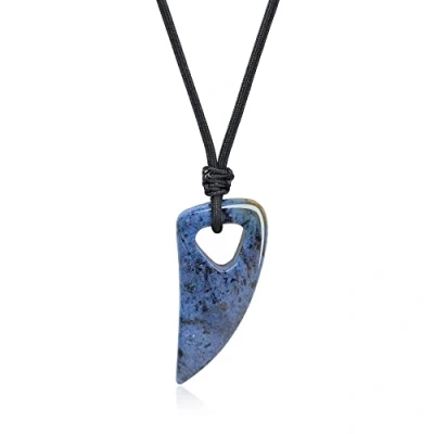 Imagen de COAI Colgante Diente de Lobo Estilizado Piedra Azul Africana, Collar con Unisex Encaje Ajustable