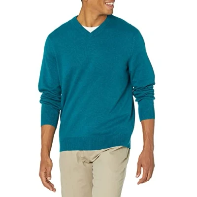 Imagen de Amazon Essentials Jersey de Cuello Pico (Disponible en Tallas Grandes) Hombre, Cian Mezcla, S