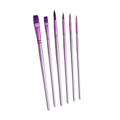 Imagen de 6 pinceles profesionales de cerdas nailon para acuarela, artistas, principiantes, acrílicos, gouache, pintura al óleo