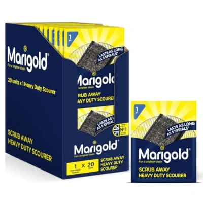 Imagen de Marigold Scrub Away Estropajo de Acero Inoxidable (20 Paquetes 1), Gris, 11 x 1.8 15.5 cm