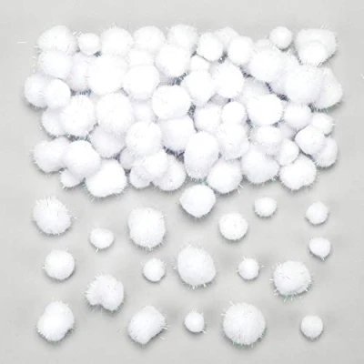 Imagen de Baker Ross Pompones de bola nieve con brillo Ideal para manualidades, regalos, recuerdos y más niños (paquete 100), varios colores AV623