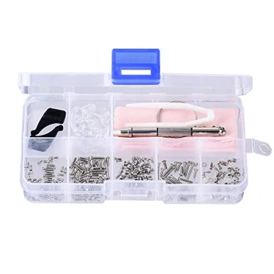 Imagen de ShipeeKin Kit de Herramientas para Reparar Anteojos, Juego Surtido Tornillos, Tuercas y Almohadillas Nasales Silicona con Micro Destornillador Pinzas