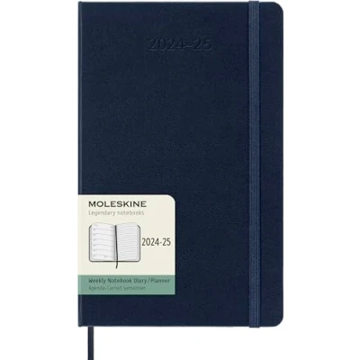 Imagen de Moleskine Weekly Planner 2024 2025, Agenda Semanal 18 Meses 2025 Con Espacio Para Notas, Tapa Dura y Cierre Elástico, Formato Grande 13 x 21 cm, Color Azul Zafiro