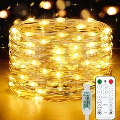 Imagen de Vacoulery LED Guirnaldas Luces, 150 15M USB Luces de Hadas, 8 Modos Guirnalda con Mando Timer Navidad para Decoración Bodas Fiesta