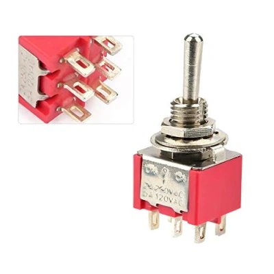Imagen de Interruptores de palanca, 10 piezas momentáneas 3 posiciones (encendido apagado encendido) tipo DPDT 6 mm con cubierta interruptor pines para panel instrumentos, electrodomésticos, in