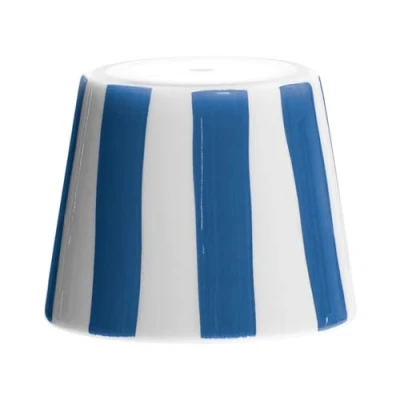 Imagen de Zafferano, Cover Poldina, Pantalla de Cerámica Decorada a Mano, Compatible con las Lámparas Made in Italy, Ø13 x 10 cm, Color Blanco Rayas Azul Capri