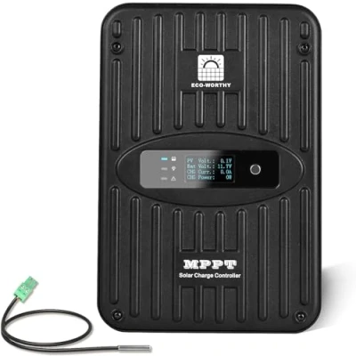 Imagen de ECO WORTHY Regulador solar MPPT 40A controlador de carga 12V 24V Pantalla digital OLED , 99% eficiencia del panel litio, sellado y la batería inundada