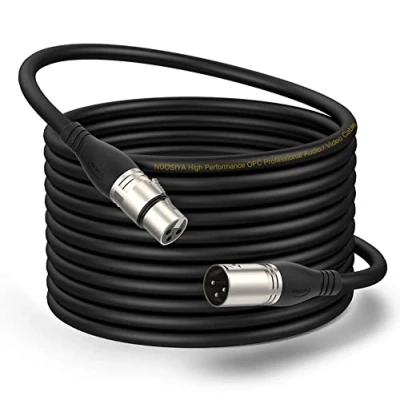 Imagen de NUOSIYA 15m Cables XLR, Paquete de 1 XLR macho a hembra Cable extensión para micrófono balanceado Jack grabador estudio, micrófono, mezclador, altavoces