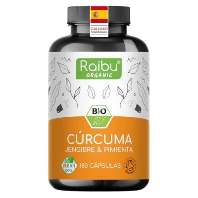 Imagen de curcuma en capsulas, 1500mg cúrcuma jengibre y pimienta negra 180 cápsulas de veganas alta resistencia con negra, certificación ecológica, probada laboratorio