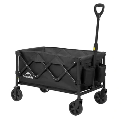 Imagen de Naturehike 120kg Carro Playa Plegable con Ruedas Grandes, Carrito Camping Transporte para Jardín, Gran Vagón Manija Ajustable &amp; Bolsillos, Negro