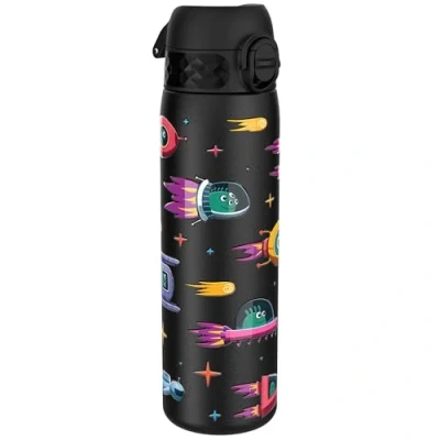 Imagen de ion8 Botella de Agua Acero Inoxidable, 600ml, a Prueba Fugas, Fácil Abrir, Aptas para Lavavajillas, Cerradura Segura, Asa Transporte, Limpiar, Diseño en Relieve, Naves Espaciales