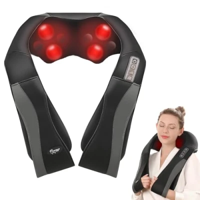 Imagen de Masajeador de Cuello y Hombros con Función Calor, Cervical 3D Rotación Masaje Amasamiento Shiatsu Intensidad Ajustable, Casa Oficina