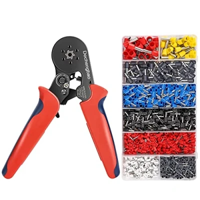 Imagen de Kit de herramientas crimpado férulas, con 1200 piezas terminales cable aislado crimpadora trinquete para conectores eléctrico (0,2510 mm²)