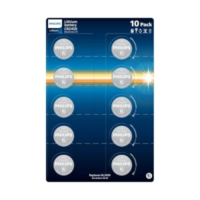 Imagen de Philips Lithium 3 Volt CR2450, baterías optimas para Dispositivos médicos, Juguetes y mandos a Distancia, Paquete de 10