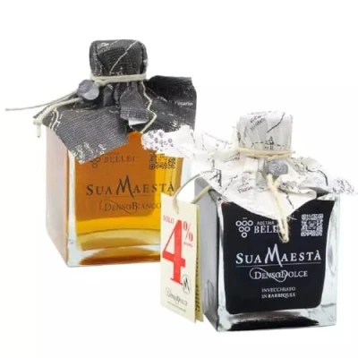 Imagen de Dúo Aderezos Sua Maestà Acetaia Bellei: Denso Blanco y Dolce con Vinagre Balsámico de Modena IGP 250 ml x 2
