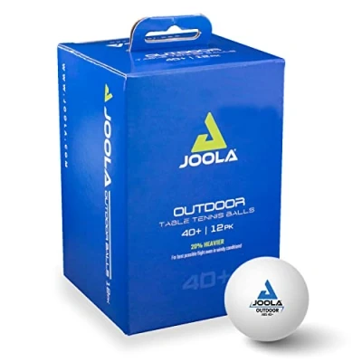Imagen de JOOLA Outdoor Pelota de Ping Pong para Exteriores más 40 mm diámetro el Tenis Mesa, Blanco, 12 Pieza