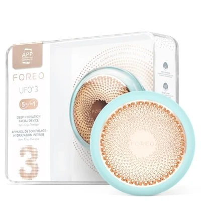 Imagen de FOREO UFO 3, hidratación facial profunda, Spa 5 en 1, Terapia con luz LED roja, termoterapia, crioterapia, masajeador T Sonic, cuidado antiedad, Arctic Blue