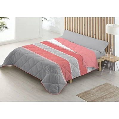 Imagen de Donegal Collections Edredon Nordico Estampado Reversible Cama 135/140 cm Bolonia, Color Coral 135 Edredón de Fibra 300 gr/m2. Ligero y Calentito, Tacto Suave Transpirable