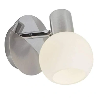 Imagen de BRILLIANT lámpara Tiara aplique de pared hierro/blanco 1x D45, E14, 40W, adecuado para lámparas caída (no incluidas) Escala a ++ E Cabeza giratoria