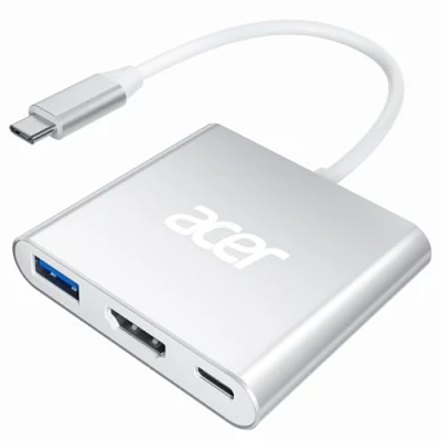 Imagen de acer 4K Adaptador USB C a HDMI, Multiportátil HDMI PD 100W con Puerto 3.0, para MacBook Air/Pro, Surface Pro, Galaxybook, iPhone 15/16 Series, Steam Deck y Más