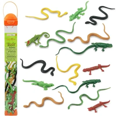 Imagen de Safari Ltd. 16 Figuras en Miniatura de Reptiles Lagartos y Serpientes No tóxico Libres BPA Adecuadas para Edades 3