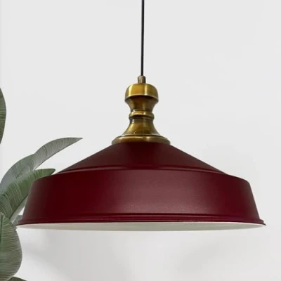 Imagen de bamyum Asletl Knob Lámpara Colgante Industrial, Pantallas de 40 cm, Moderna Metal para Isla Cocina, E27 Salón y Comedor, Burdeos
