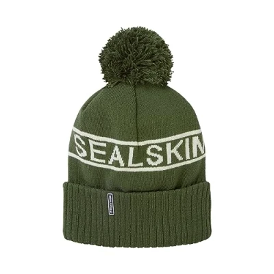 Imagen de SEALSKINZ Heacham Gorro con pompón Impermeable para Tiempo frío, Verde Oliva