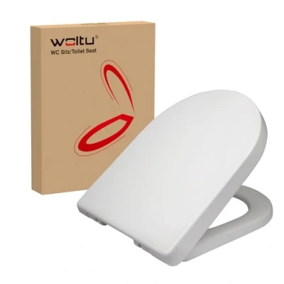 Imagen de WOLTU Tapa de WC Inodoro Asiento Bisagra Cierre Suave Instalar Rápida/Demontar Rápida, Plastico Antibacteriano Blanco WS2543