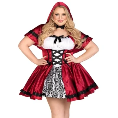 Imagen de Leg Avenue Gothic Red Riding Hood + Caperucita roja Mujer, Color Rojo, Blanco, Talla Plus 3X/4X (EUR 52 56) (85230X 09609)