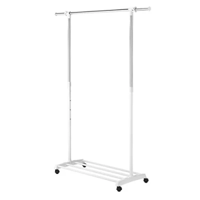 Imagen de Whitmor Perchero ajustable de lujo, organizador ropa con ruedas, color blanco y cromado