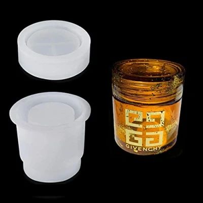 Imagen de iSuperb Molde de Epoxi Botella con Tapa Moldes Resina Silicona Frascos Pequeños para Botellas Pequeñas Almacenamiento Accesorios Joyería (Molde Cilíndrico)