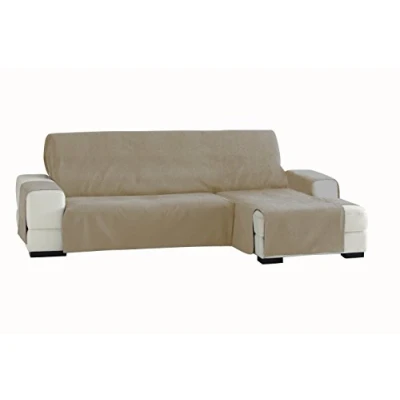 Imagen de Eysa Fundas de Sofa Prácticas, Chaise Longue 240 cm, Derecha Vista Frontal, Tela, Beige, Tres Plazas
