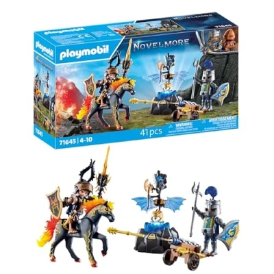 Imagen de PLAYMOBIL Novelmore 71645 Guardia Acorazado, Incluyendo Dos Caballeros, un Caballo y valiosa Armadura, Juguetes llenos de acción para niños niñas a Partir 4 años