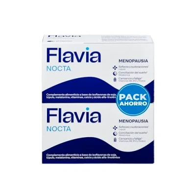 Imagen de FLAVIA Nocta 2 uds x 30 Comprimidos, Alivia los Síntomas de la Menopausia, Isoflavonas Soja y Melatonina, Mejora el Sueño, Bienestar Huesos, Disminuye Cansancio Fatiga, Estudios Clínicos