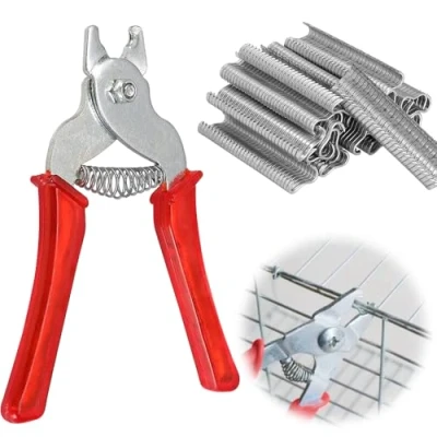 Imagen de mizikuu Alicates de Anillo Cerdo, para anillos cerdo con 600 galvanizados Multifuncional Rectos Resorte Jaulas, Vallas Cercas, salchichas