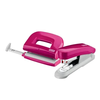 Imagen de Juego de escritorio Novus (grapadora E 15 con perforadora 210, incl. 1000 grapas n.º 10) rosa
