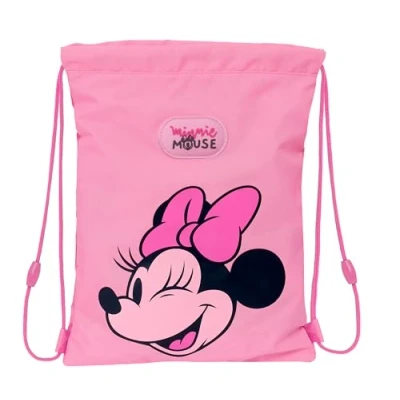 Imagen de MINNIE MOUSE LOVING Mochila Saco Plano Junior, Mochila, Ideal para Niños de Diferentes Edades, Cómoda y Versátil, Calidad Resistencia, 26x34 cm, Color Rosa